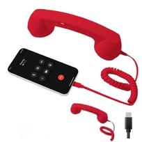 Type-C laidinio telefono rankenėlė su mikrofonu, rankinis mobiliojo telefono imtuvas, telefono ragelis raudona