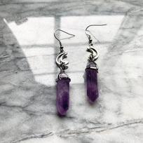 Natural Amethyst Moon Gothic Earrings white