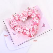 3D Pop-up Teacher's Day Card - Handmade Thank You Heart & Flower Bouquet pink