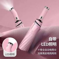 Ten bone LED lamp vinyl umbrella three fold umbrella parasol wholesale weather and rain dual-purpose sunscreen waterproof business gift gray