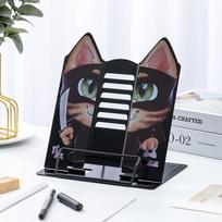 Adjustable Metal Reading Stand Books Tablets Laptops - Posture Support Desk Holder Study Work Mingqiang Reading Stand 317 Cat Ear Black gray
