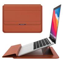 3-in-1 Laptop Sleeve With Built-in Stand MacBook Air Pro 13.3 14 16.1 Inch PU Leather Protective Case 13-14 Laptop Stand Sleeve