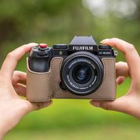 Genuine Leather Camera Base Case Fujifilm X-S20 X-S10 X-H2 X-H2S Compact Mirrorless Cameras Handheld Protective Sleeve XS20 Elephant Gray Genuine Leather Base