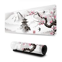 Japanese Cherry Blossom White Gaming Mouse Pad Xxl Extended Large Mouse Mat Desk Pad Stitched Edges Mousepad Long Nonslip Rubber 800x300x2mm white