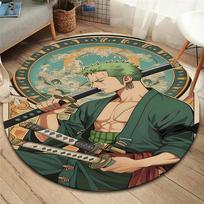 One Piece Roronoa Zoro Round Area Rug Carpet Rug For Living Room Bedroom Sofa Playroom Decor Nonslip Floor Mat 80cmx80cm