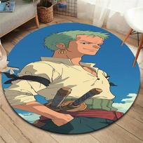 One Piece Roronoa Zoro Round Area Rug Carpet Rug For Living Room Bedroom Sofa Playroom Decor Nonslip Floor Mat 120cmx120cm
