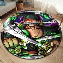 One Piece Roronoa Zoro Round Area Rug Carpet Rug For Living Room Bedroom Sofa Playroom Decor Nonslip Floor Mat 80cmx80cm
