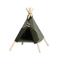 Cat Tent with Wooden Frame Washable Teepee for Living Room, Cats, Small Dogs armijos žalia spalva