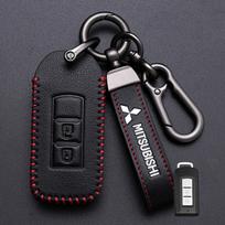 Car Key Case Cover Keyless Leather Shell for Mitsubishi Outlander Lancer Eclipse Mirage Xpander ASX Pajero Cross Montero Eclipse black