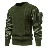 Karinis megztinis vyrams Taktinis Karinis Lauko Daugia spalvių Rankovės kišenė Dizainerio Puloveris Megztinis Megztiniai Vyriškas Džersis Hombre Streetwear L žalia