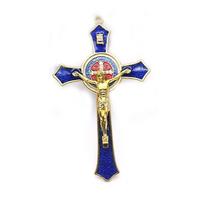 1Pc 12*7cm Saint Benedict Cross Jesus Christ Cross Pendant Religion Pray Decoration Supplies beige