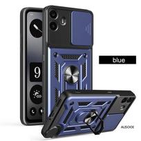 Armor Holder Funda for Nothing CMF Phone 1 / CMF Phone 2 Pro Case Slide Camera Protection Ring Stand Shockproof Back Cover Capa Nothing CMF Phone 2 Pro mėlyna