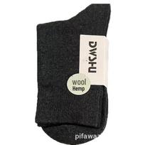 Unisex Wool-Linen Mid-Calf Socks: Warm, Sweat-Absorbent, Odor-Resistant, Comfortable & Breathable for Autumn/Winter Sports & Casual Wear. One Size tamsiai pilka spalva
