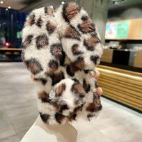 Mielas animacinis leopardo rašto triušio kailio pliušinis telefono dėklas, skirtas iPhone 17 Air 16 13 12 11 Pro Max XS XR X 7 8 Plus, atsparus smūgiams dangtelis iPhone Air