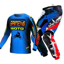 Vaikiški motokroso marškinėliai, kelnės, žali, juodi, 3, 4, 5, 6, 7, 8, 9, 10 metų, visureigių kostiumas, mėlynas, oranžinis, enduro, krosas, berniukas ir mergaitė. XXL-28 blue