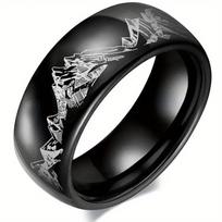8MM Fashion Mountain Men Stainless Steel Jewelry Wedding Band Steel Rings Women Men Engagement Party Unisex Ring For Gift 8