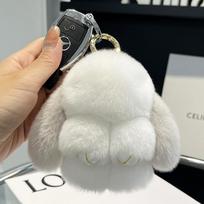 Mini mielas tikro reksų triušio kailio zuikio raktų pakabukas žaislinė lėlė raktų pakabukas rankinės pakabukas 10CM kailinis triušio raktų pakabukas automobilio pakabukas white