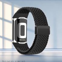 Sportinis Nailoninis Dirželis Fitbit Charge 6 5 Laikrodžiui Elastinga Kvėpuojanti Apyrankė Fitbit Charge 5/Charge 6 Laikrodžiui Pintas Apyrankės Correa For Fitbit Charge 5 juoda