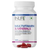 INLIFE Multivitamin & Minerals Supplement, Men Women, 120 Tablets