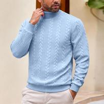 Men's Fall Winter Turtleneck Sweater Color Knit Pullover for Everyday Wear M šviesiai mėlyna spalva