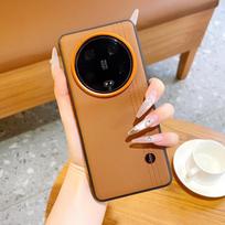 For Xiaomi 13 Ultra/14 Ultra/15 Ultra/ Case Color Clash Luxury PU Leather Skin Protective Back Metal Lens Button Soft Case Cover xiaomi 15 ultra black