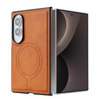 Luxury Business Magnetic Leather Phone Case for Samsung Z Fold 8 Wide Shockproof Comfortable Grip for Magsafe Slim Fit Cover Galaxy Z Fold 8 Wide brown