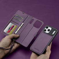 2 in 1 Detachable Magnetic Card Slot Wallet Leather Phone Case for iPhone 18 Pro Max 17 16 15 14 13 12 Stand Flip Bag Book Cover iPhone 18 Pro Max violetinė