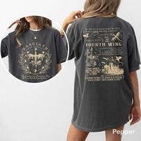 Ketvirtojo sparno Basgiath karo koledžo grafinis marškinėlis su drakono citatos spauda, unisex, oversized, laisvas, trumpomis rankovėmis, minkštos medvilnės, kasdieniai gatvės drabužių viršutiniai drabužiai XXL gray