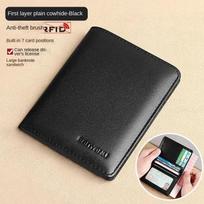 Genuine Leather Rfid Wallet for Men Slim Vertical Wallets Black Thin Short ID Credit Card Holder Minimalist Men's Blue Money Bag black