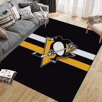 Pittsburgh Penguins Flannel Pattern Square Carpet,Area Rug,Carpet Rug for Living Room Bedroom Sofa Playroom Decor,Non-slip Floor Mat 40x60cm( 15x23in ) gray