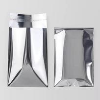 Silver Adhesive Bag Badge & Card Holder Sticker - Electroplated Aluminum Foil Self-Sealing Pocket 5x7+2cm, Silver, 12 Silk, 100 pieces gray