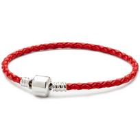 3 mm odinė virvė, vienos kilpos apyrankė su sidabriniu užsegimu, originali odinė apyrankė papuošalai Moteriška mados dovana 17cm red