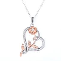 Zirconium necklace of superior quality engraving open heart surprise Christmas gift set heart-shaped led light birthday women's maternal rožinio aukso spalvos