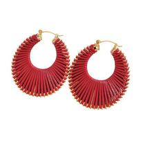 Boho Summer Beach Earrings Faux Leather Circular Earrings Geometric Hoop Earrings for Women Vacation Jewelry Holiday Accessories raudona