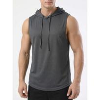 Men Sleeveless Hooded Tank Top Athletic Gym Bodybuilding Training Workout Sports Hoodie Shirt 3XL