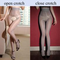 8D Ultra Thin Transparent Stockings Vintage Oil Glossy High Waist Nylon Pantyhose Women Sexy One Line Open Crotch Tights Open Crotch gray