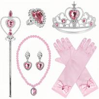 8 vnt./Rinkinys Mergaičių Princesės Suknelės Aksesuarai Pirštinės Lazdelė Karūna Papuošalų Rinkinys Princesės Suknelės Kostiumas Cosplay Aksesuarai yellow