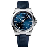 LONGINES Concas series automatic mechanical movement 100 meters waterproof fashion 38mm blue dial stainless steel case rubber strap L3.720.4.92.9 mėlyna