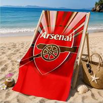 Arsenal futbolo klubo herbo paplūdimio rankšluostis, Greitai džiūstantis, Lengvai prižiūrimas, Tinka tiek sportui, tiek paplūdimio atostogoms, Būtinas sportininkui 70cmx140cm(27x55inch)