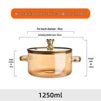 Vertical Stripe Thickened Borosilicate Glass Slow Cooker Electric Stew Pot 1250ml beige