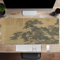 XXL Chinese Landscape Painting Mouse Pad Brown Texture 400x900 Art Mat Computer Office Gamer Desk Anti-Slip Gaming Keyboard Mat 400X900X2mm