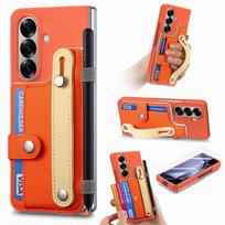 Wrist Strap Card Slot Full Coverage Shell-Film Integrated Phone Case for Samsung Z Fold 8 Ultra 7 6 Shockproof Slim Fit Cover Galaxy Z Fold6 oranžinė