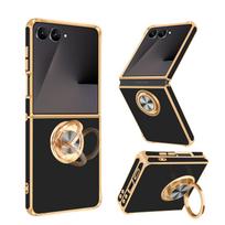 For Samsung Z Flip 8 Ring Holder Case Luxury Plating Airbag Shockproof Cover for Samsung Galaxy Z Flip 7 FE 6 5 Men Women Cover Galaxy Z Flip7 juoda