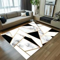Marble Geometric Area Rug Gold Line Print Carpet Non-Slip Soft Floor Mat Modern Living Room Bedroom Luxury Style Home Decoration 50x80cm