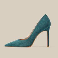 Women's Black Suede Pointed Toe Pumps Slim Heel Shallow Mouth Professional Office Etiquette High Heels Spring Autumn 38 gray