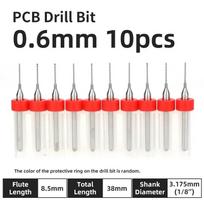 10pcs 0.6-1.5mm Mini Drill Bit Set For Print Circuit Board Carbide CNC Drill Bits PCB Drils 1/8  Fixed Shank Metal Drilling Tool PCB 0.6mm 10pcs