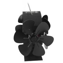Heat Powered Stove Fan 3 Heads 18 Blade Aluminum 270 Degree Blowing Fireplace Fan with Protective Cover Handle for Home Wood Burning Stove black