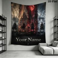 Name Custom Bloodborne Wall Tapestry Aesthetic Wall Hanging Printed Fabric Blanket Decorative Tapestries for Bedroom Living Room Home Decor 180cm x 230cm gray