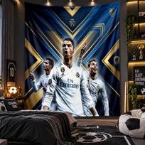Wall Hanging Tapestry Cristiano Ronaldo Print Cloth for Living Room Bedroom Home Decor 100cmx150cm gray