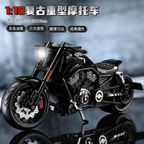 1:10 Harley-Davidson Night Rod Wolverine Metalinis Motociklo Modelis Vintažinis Lydinio Dviratis Kolekcionuojama Puošmena